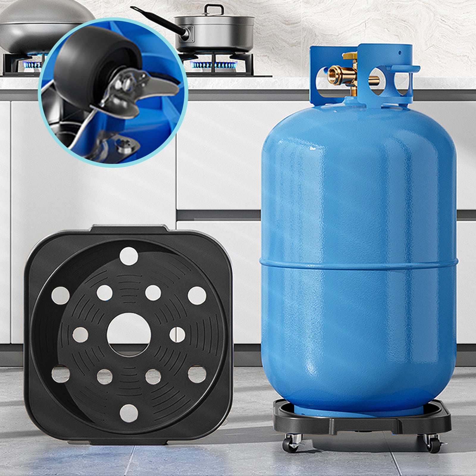 Blukids Gas Tank Tray Movable Propane Cylinder Base Propane Tank Wheel