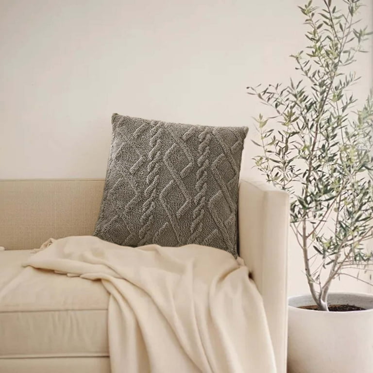 Blukids Geometric Jacquard Plush Throw Pillow Covers for Couch Bed
