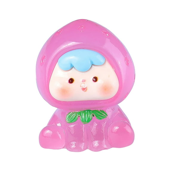 Blukids Glow in Dark Luminous Miniature Garden Accessories, Mini Resin Fruit Figure Girls Luminous Micro Landscape Ornament for DIY Kit Christmas Birthday Gifts Outdoor Indoor Decoration(Pink)