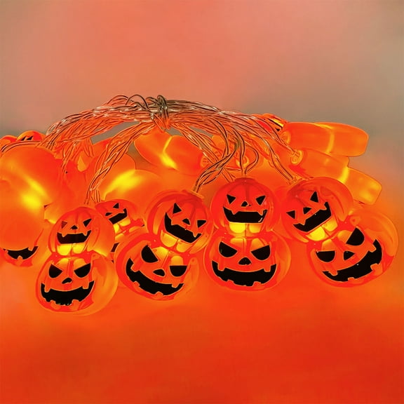 Blukids Halloween Pumpkin String Lights 20 LED Jack-O-Lantern Battery Operated Lights 3D Double Pumpkin Lights 2 Modes for Home Door Window Porch Decor Indoor Outdoor Halloween Party Decorations(236")
