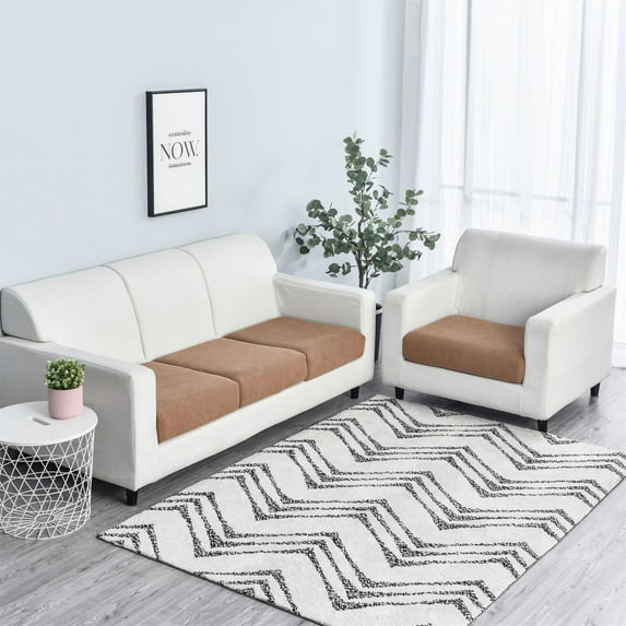 Blukids High Stretch Individual Seat Cushion Covers Sofa Slipcovers Couch Cushion Covers Sofa Covers Featuring Jacquard Textured Twill Fabric,1/2/3/4 Cushion Sofa Cover(Khaki)