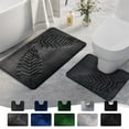 thumbnail image 1 of Blukids Luxury Bathroom Rug Set 2 Piece, Leaf Print, Soft Absorbent Microfiber Bath Rugs and U-Shaped Contour Toilet Rug, Non-Slip Bath Carpet, Machine Wash Dry, Bath Mats for Bathroom(Black), 1 of 8