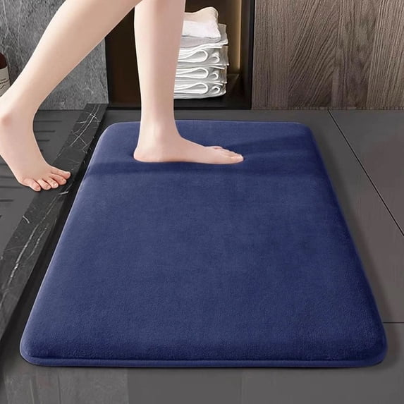 Blukids Memory Foam Bath Mat Rug 31x20 inch, Ultra Soft Non Slip and Absorbent Bathroom Rug, Machine Wash Dry, Comfortable, Thick Bath Rug Carpet for Bathroom Floor, Tub and Shower(Blue)