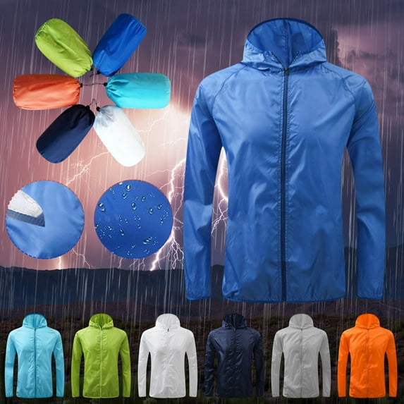 Blukids Men and Women's Packable Rain Jacket Lightweight Waterproof Raincoat with Hood Outdoor Rain Gear Travel Hiking Cycling