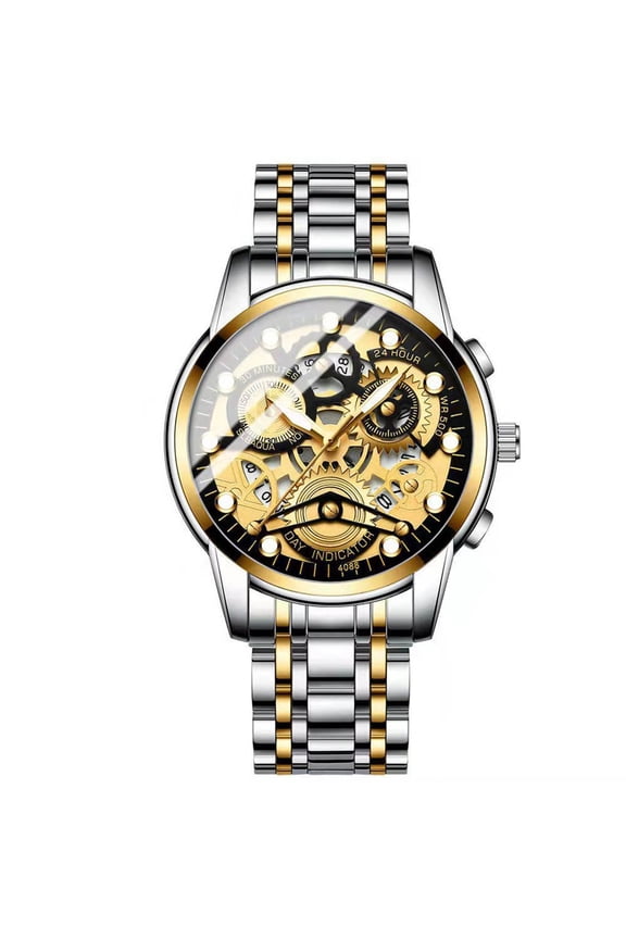 Men's Quartz Mechanical Watch Stainless Steel Men's Hand Watch, Waterproof 1.7" Watch,Father’s Day Gift