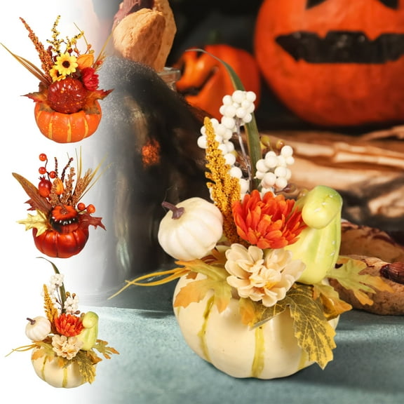 Blukids Mini Artificial Pumpkin for Spring Decoration,Faux Fall Flowers,Artificial Flowers for Home Halloween Thanksgiving Table Centepieces, Fall Outdoor Indoor Decorations(orange)