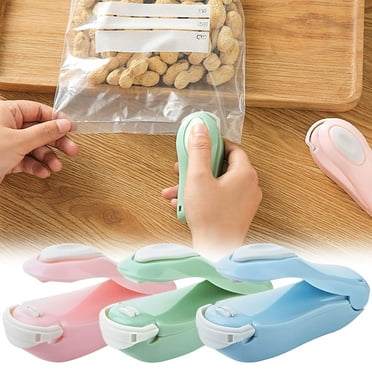 Blukids Mini Bag Sealer, Handheld Heat Vacuum Sealer, 2 in 1 Sealer and Cutter with Lanyard, Portable Resealer Machine for Plastic Bags Food Storage Snacks Freshness (no Batteries)(blue)