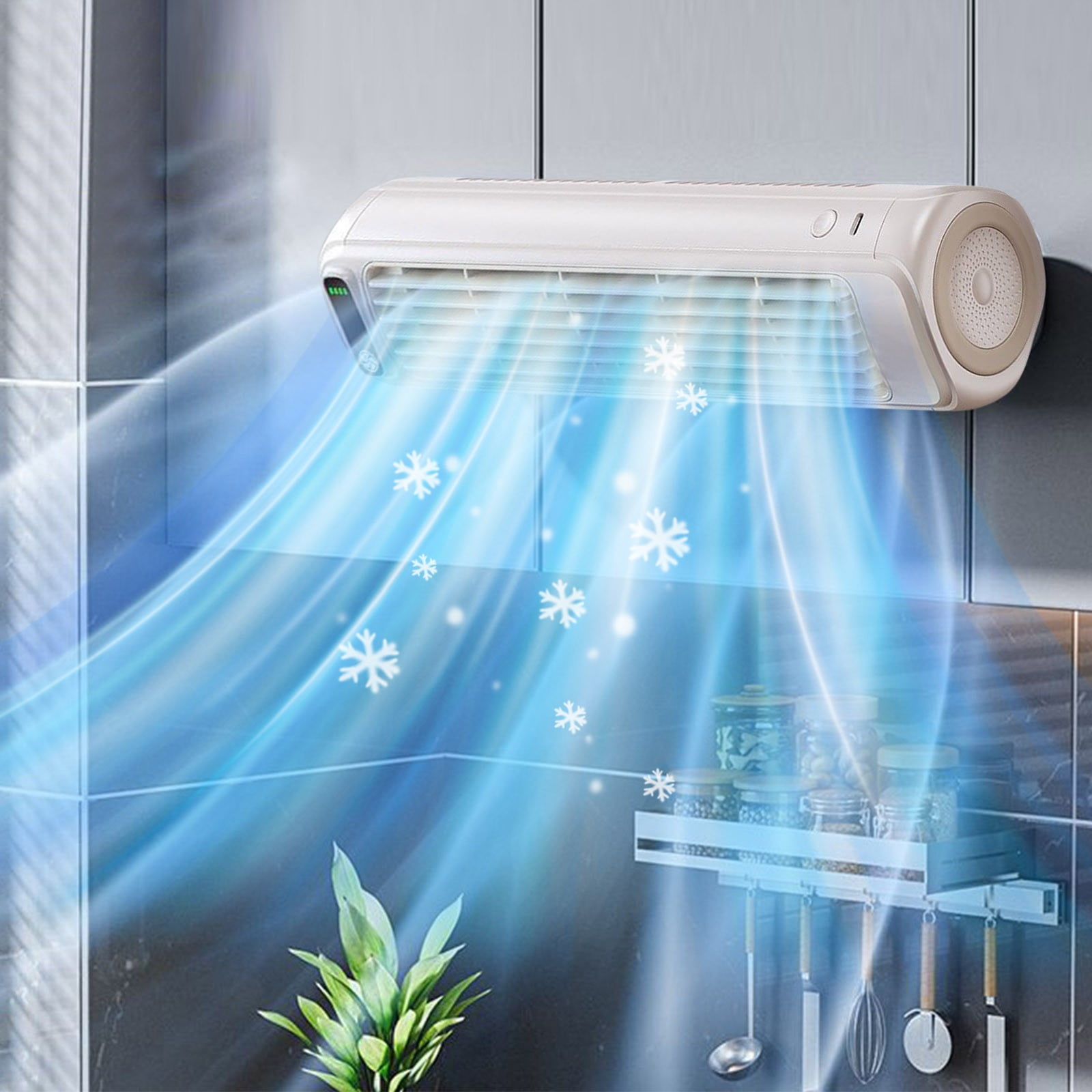 Blukids Mini Tower Fan - Tower Fan Strong Wind Silent Fan Office Desktop Fan Wall Mounted Air Conditioners - Portable Air Conditioner Usb Fan Air Cooler for Bedroom Office Kitchen(White)