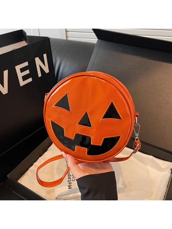 Novelty Pumpkin Purse,Halloween Pumpkin Crossbody Bag ,Horror Halloween Funny Makeup Bag Purses Handbags, Birthday Gift for Women Girls(Orange)
