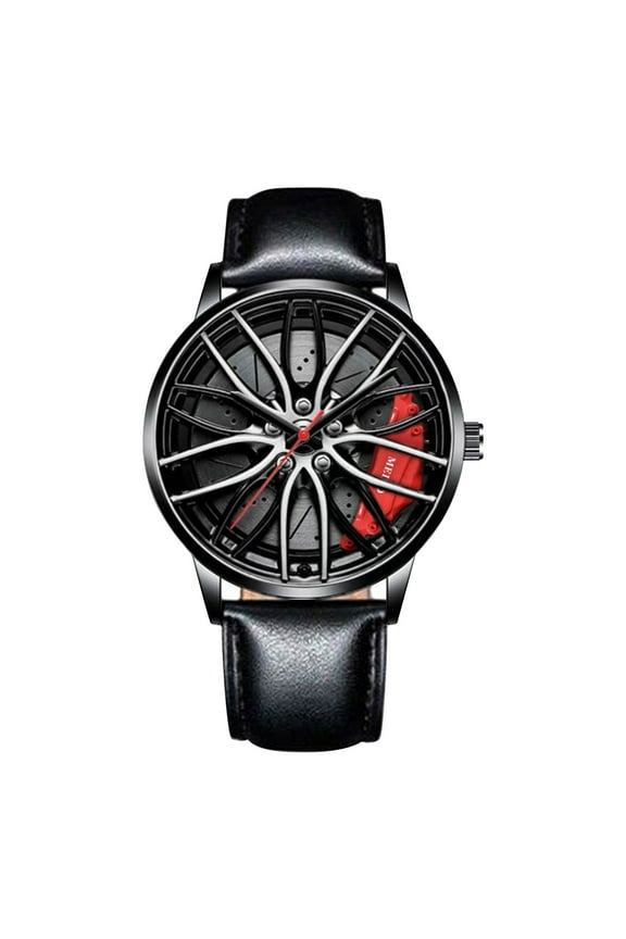 Original Automatic Nitro Rim Watch | Nitro M3 Men's Quartz Wrist Watch - 3D Performance Rims Y-Spokes Waterproof Stainless Steel Sports Car Watch,Gift for Men(Red)