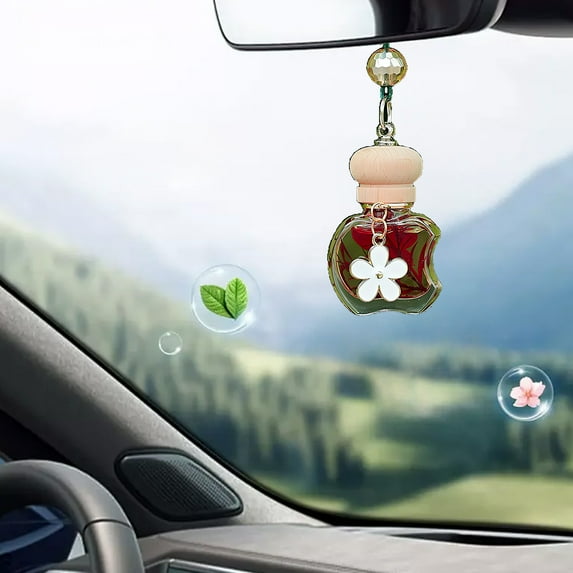 Blukids Pendant Car Diffusers for Essential Oils Car Hanging Perfume Bottle Car Hanging Air Freshener Mirror Trim Automatic Air Freshener Air Diffuser Glass Perfume Bottle(Red)