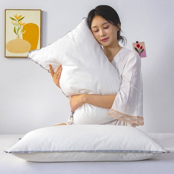 Blukids Pillow Hybrid Memory Foam Pillow with Microfiber Standard Size Neck Pillow Hypoallergenic Ergonomic for Sleeping Neck Shoulder Pain Relief Bed Pillow for Side Back Sleepers(White)