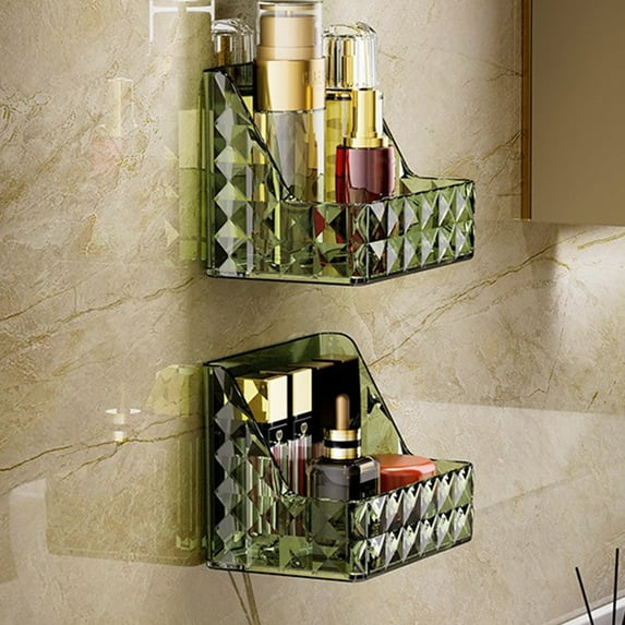 Blukids Plastic Wall Mount Organizer, Adhesive Clear Acrylic Shelf, No Drilling Hang Walls Shower Caddies, with Self Adhesive Tape, for Bathroom, Kitchen, Utility Room,4.6×3 in