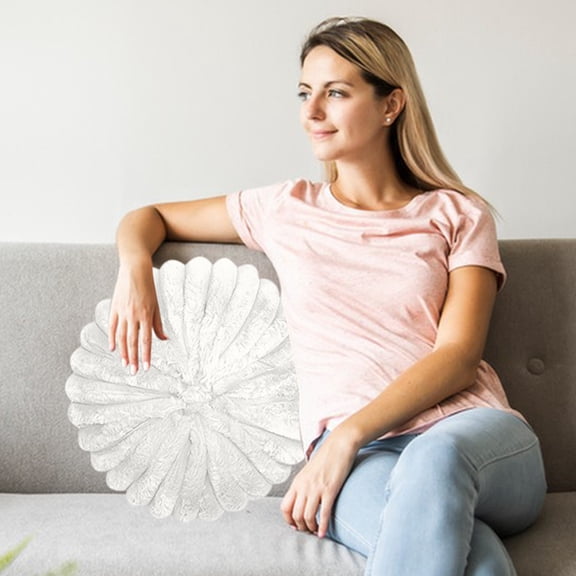 Blukids Round Throw Pillow, 13.7" Round Cushion Pillows Pumpkin Decorative Pillows Floor Cushion for Couch Bed Sofa Chair, Soft Aesthetic Circle Seat Cushion Home Decor Pillow(White)