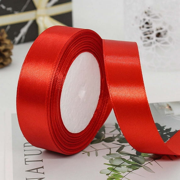 Blukids Satin Wired Ribbon Double Sided Satin Wire Ribbon for Easter Bows, Gift Wrapping, Wreaths, Garland, Home Decor, Crafts, Christmas Tree Bows-Continous 10 Yards(Red)
