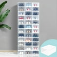 thumbnail image 1 of Blukids Shoe Organizer for Closet, Shoe Storage Container with Lids, Clear Shoe Box Stackable, Thick Hard Plastic, Drop Front Door, 12.8×9.4 inch(White), 1 of 6
