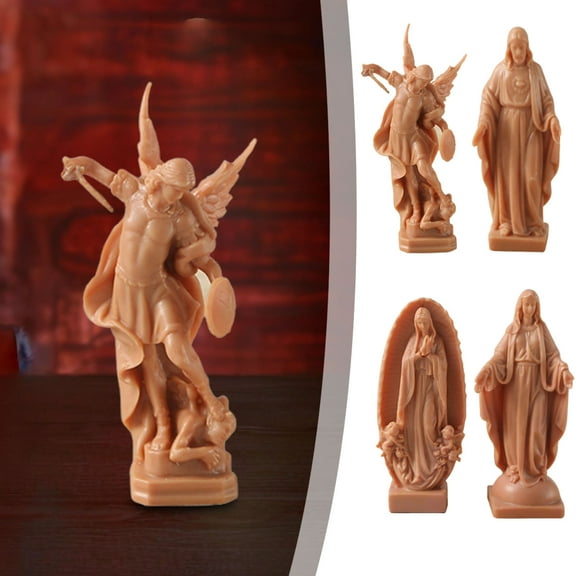 Blukids Small Saint Michael The Archangel Statue | Includes Adhesive for Mounting | Catholic Decoration for Car, Home, Dorm, or Office | Patron Saint of Police and Soldiers(B)