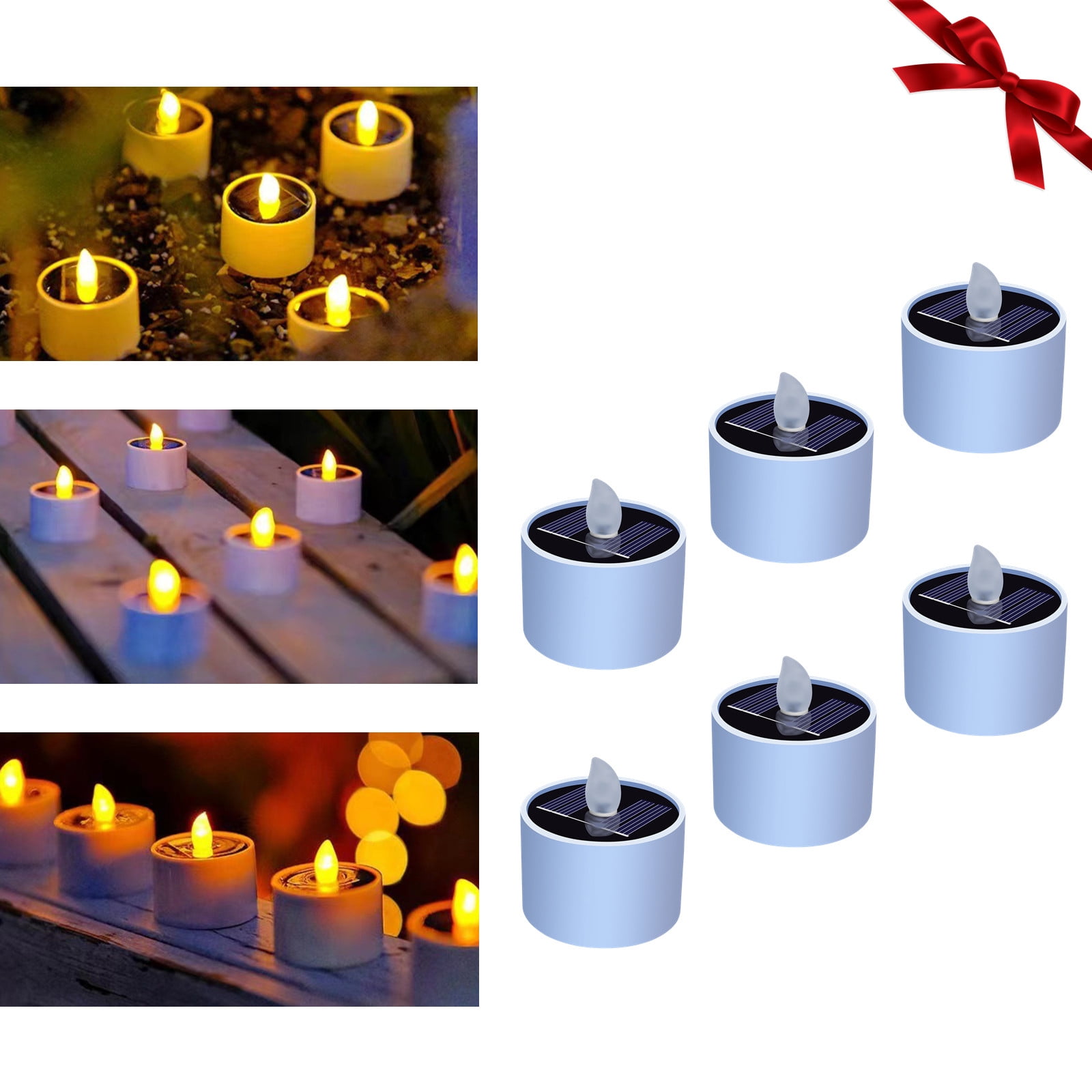 6-Pack Solar LED Tea Lights - Waterproof, Dusk To Dawn Auto On/Off, Reusable Safe Candles For Outdoor Lanterns, Garden & Camping