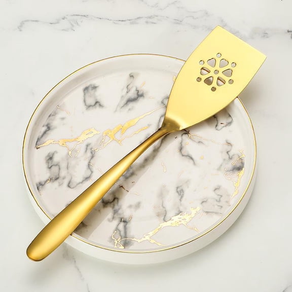 Blukids Steak Spatula Meat Frying Spatula Suitable For High Temperature Fryer Barbecue Cookware Kitchen Meat Spatula,Kitchen Gadget(Gold,A)