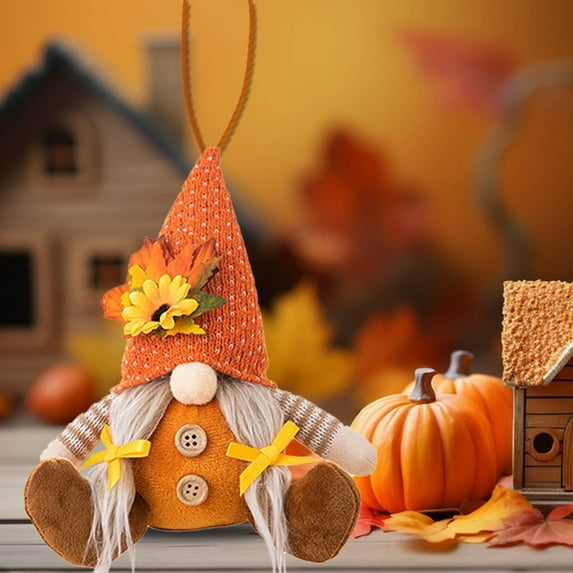 Blukids Thanksgiving Gnomes Plush Fall Autumn Decorations Harvest Gift Handmade Elf Dwarf Figurines for Home Kitchen Farmhouse Tiered Tray Holiday Festival Party Scandinavian Tomte(B)