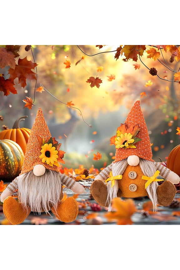 Thanksgiving Gnomes Plush Fall Autumn Decorations Harvest Gift Handmade Elf Dwarf Figurines for Home Kitchen Farmhouse Tiered Tray Holiday Festival Party Scandinavian Tomte(A)