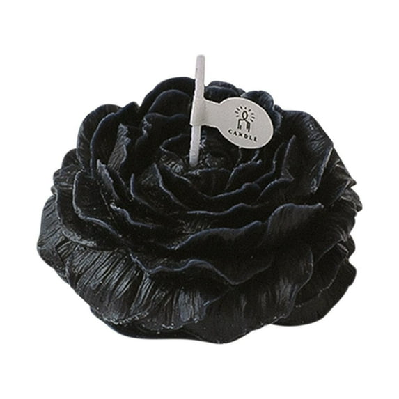 Blukids Valentines Candle Decorations, Peony Flower Shape Candles 1 Pack Soy Wax Decorative Candle for Bedroom Home Scented Candle Gift to Friends Family(Black)