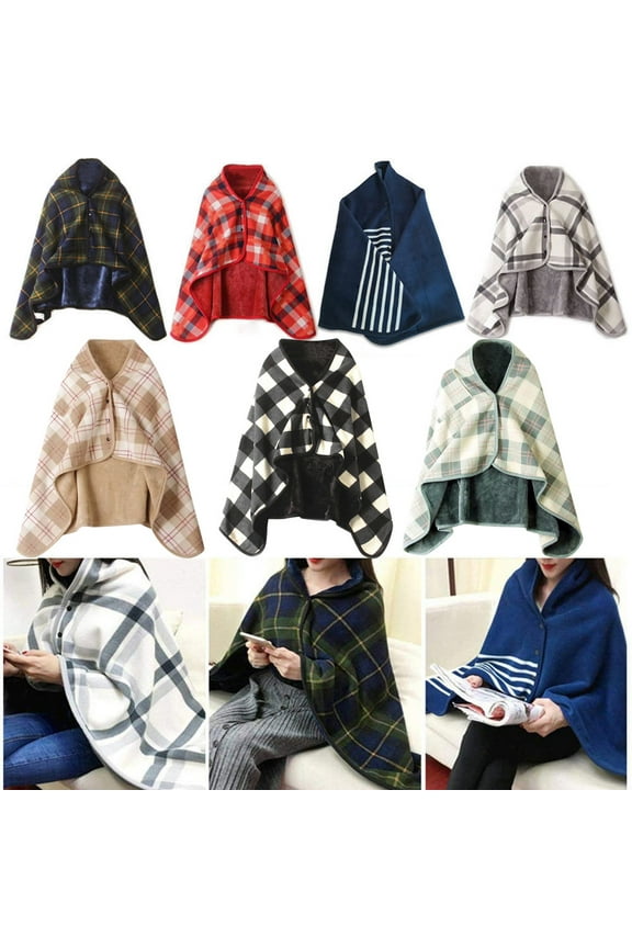 Wearable Blanket Fleece Wrap Shawl Poncho Blanket,Office Chair Blanket Lap Desk Blanket Warm Throw Blanket Cape Cover for Sofa Bed Travel Camping,Birthday Gift for Elderly Grandma(Brown)