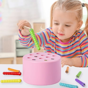 Blukids Wooden Insect Catching And Insertion Toy For Kids Develops Hand-Eye Coordination And Focus Skills Educational Early Learning Game Gift for Boys Girls Toddler(Pink)