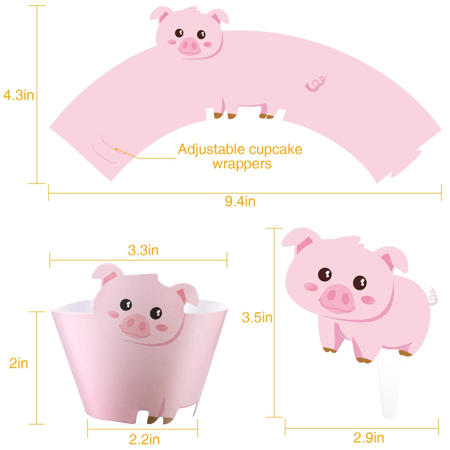 24-Pack Farm Animal Cupcake Wrappers - Decorations For Baby Shower, Birthday Party, Wedding, Barnyard Theme