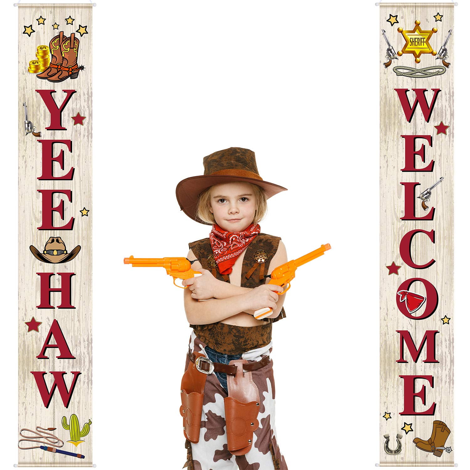 3 Pezzi Banner Cowboy Yee Haw Per Feste A Tema Western - Striscioni Con Cappelli, Stivali E Bandana - Decorazioni Per Compleanni E Feste Selvagge - 2