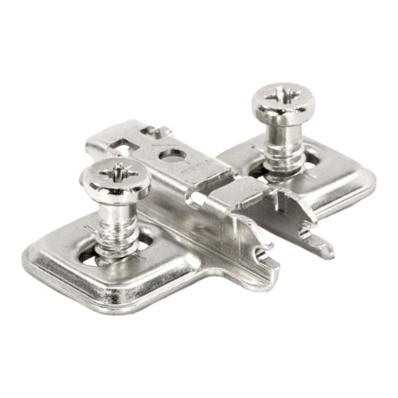 Blum CLIP Series Frameless 00mm One-Piece Wing Mounting Plates with Pre-Mounted Euro Screws, Nickel Plated - image 1 of 4