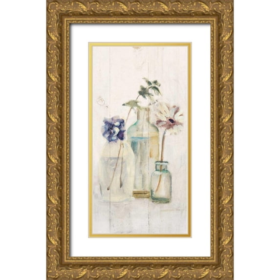 Blum, Cheri 11x18 Gold Ornate Wood Framed with Double Matting Museum Art Print Titled - Blossoms on Birch III Panel