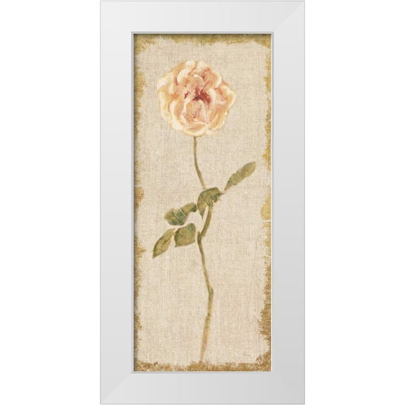 Blum, Cheri 15x32 White Modern Wood Framed Museum Art Print Titled - Pale Rose Panel on White Vintage v2