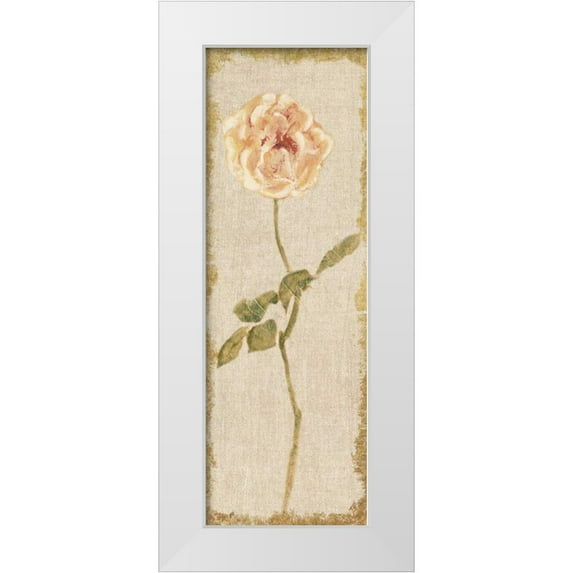 Blum, Cheri 7x14 White Modern Wood Framed Museum Art Print Titled - Pale Rose Panel on White Vintage