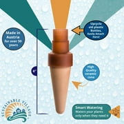 Blumat Bottle Adapter XL 4 Pack Self Watering Spikes/Houseplant Watering Stakes, Automatic Irrigation System, Use When On Vacation,Terracotta Spikes to use with Recycled Plastic Water Bottles