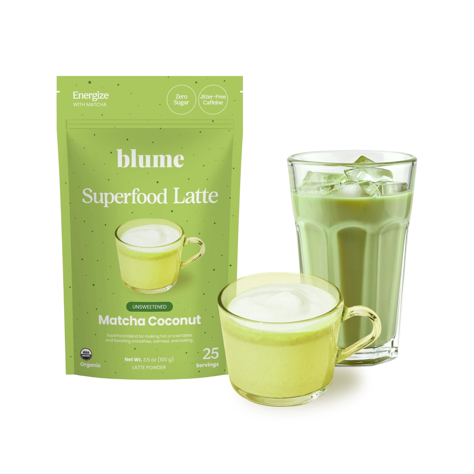 Blume Superfoods Latte Organic Matcha Green COC1Tea Powder with Coconut ...