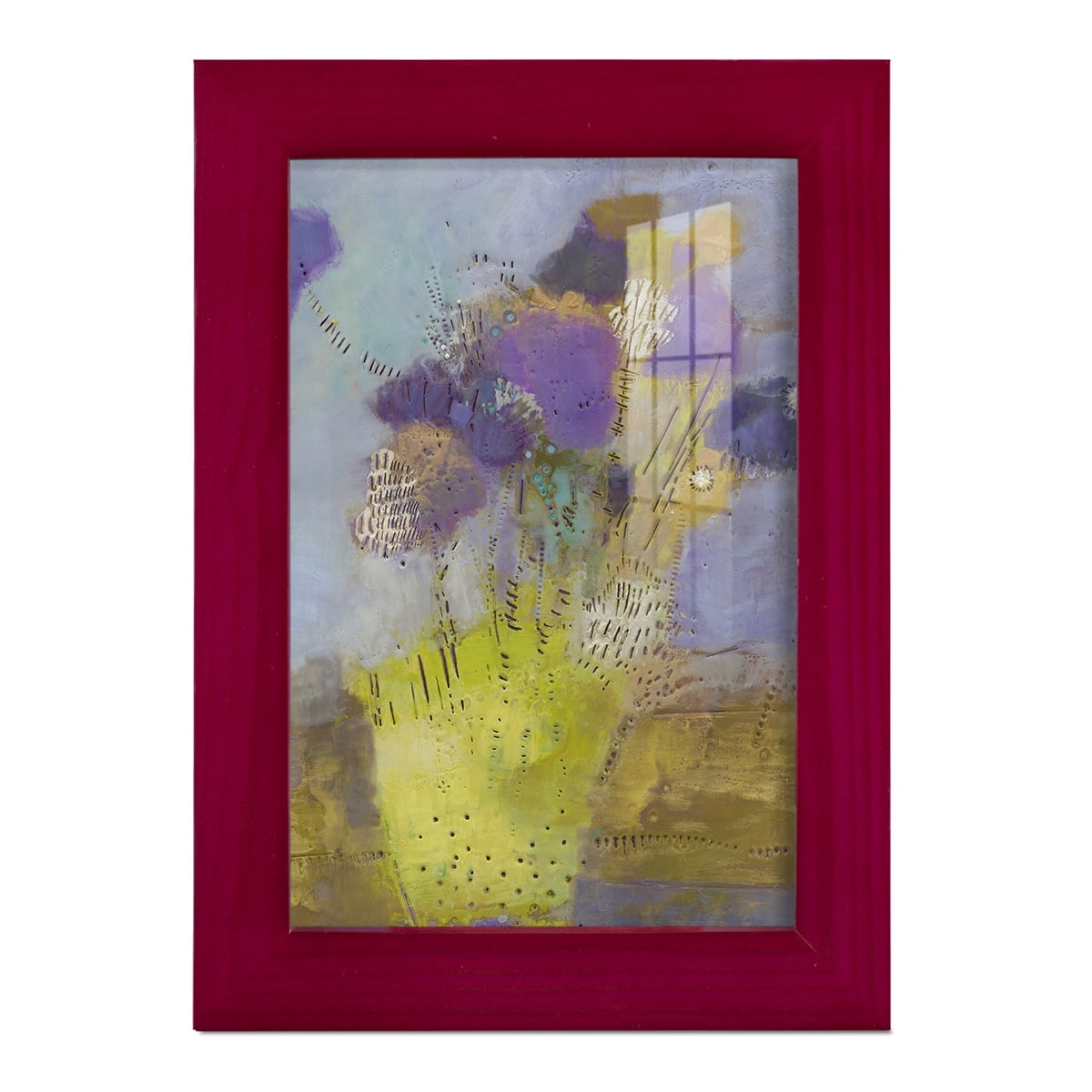 Blumen I -Framed Print w/glass-Cherry Red