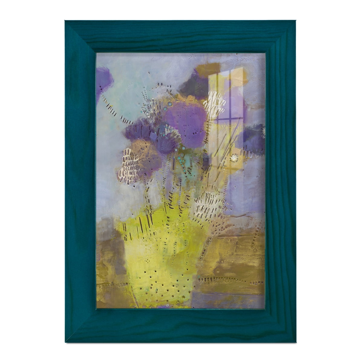 Blumen I -Framed Print w/glass-Ocean Blue