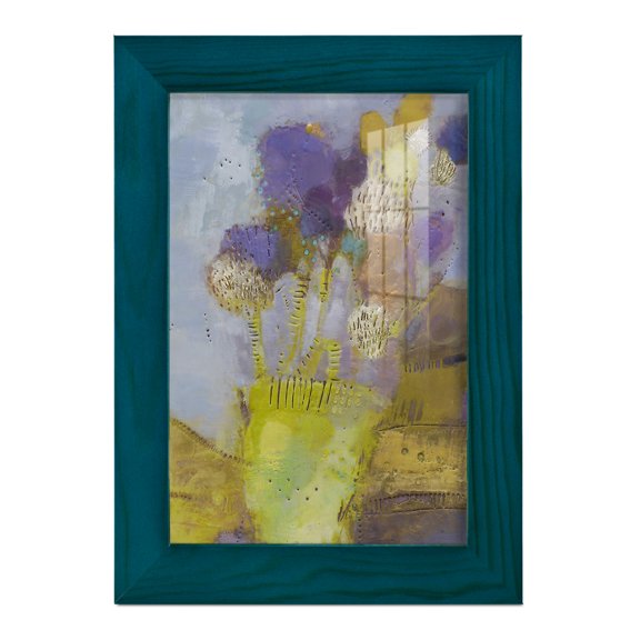 Blumen II -Framed Print w/glass-Ocean Blue