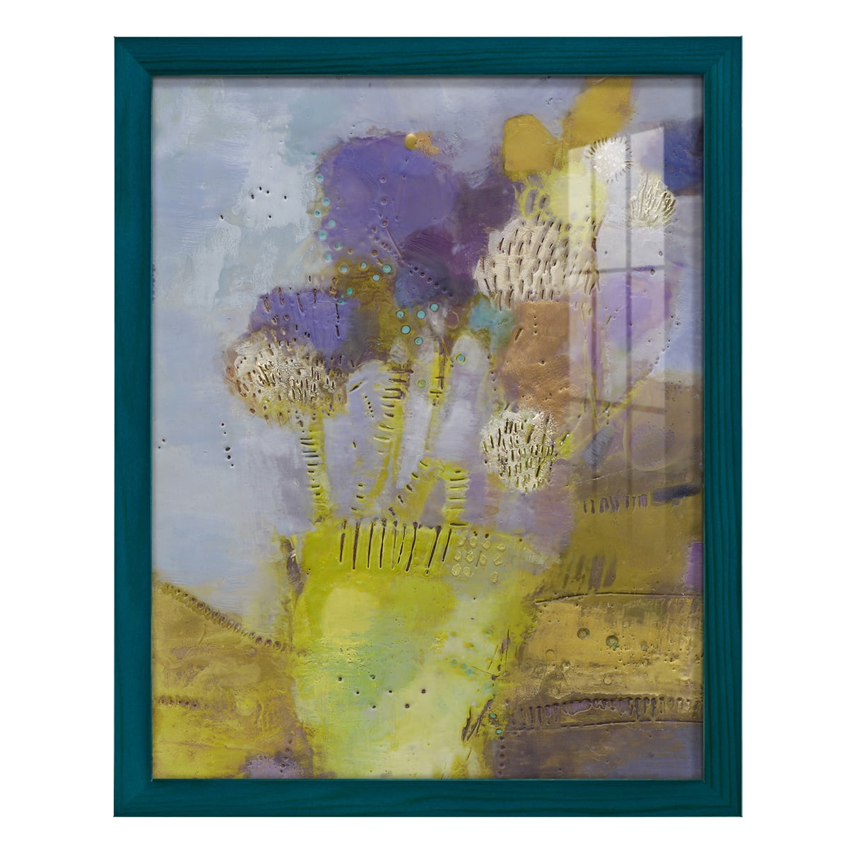 Blumen II -Framed Print w/glass-Ocean Blue