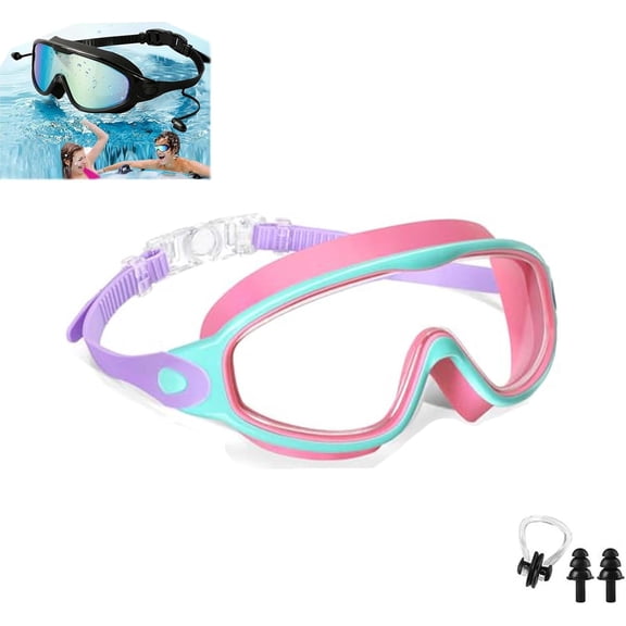 Blumi Baby Swim Goggles with HD Anti-Fog UV Protection & Leak-Resistant, Includes Nose Clip + Ear Plugs for Infants