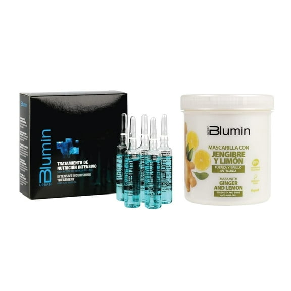 Blumin Kit - Intense Nourishing Treatment 10x15ml + Blumin Hair Mask (700ml, Ginger & Lemon)