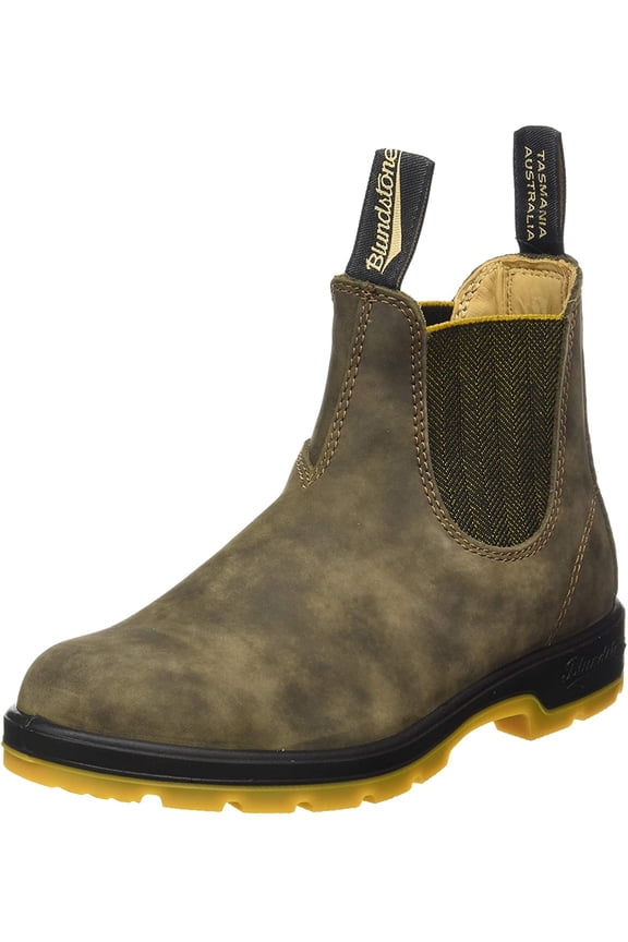 1944 Unisex Classic Series Chelsea Boot for Men and Women with Shock Absorption and Premium Water Resistant Leather, Rustic Brown/Mustard Black, 10.5 US Men / 12.5 US Women / 9.5 AU