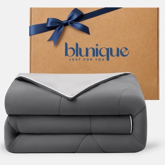 Blunique King Size Cooling Comforter, Q-Max >0.46 Cooling Blanket Summer Bed Comforter Quilt for Hot Sleepers, Instant Cool Touch Technology, Lightweight Double-Sided Giftable, 106"x88" Gray