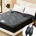 thumbnail image 1 of Blunique Heated Mattress Pad Queen Size, Dual Control Electric Bed Warmer, 4 Heat Settings 10H Auto-off, 3D Air Layer Fabric, Side Storage Pouch, Machine Washable, 60"x80" Black, 1 of 10