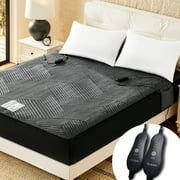 Blunique Electric Heated Mattress Pad Queen Size Dual Control Heating Blanket Bed Heater Warmer, 60 x 80 inch Charcoal Black