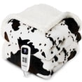 thumbnail image 1 of Blunique Electric Heated Blanket Full Size, Flannel & Sherpa, 10 Heat Levels 4 Time Settings, Giftable Home Decor Blanket, Cow Print White 72"x84", 1 of 9