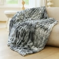 thumbnail image 1 of Blunique Faux Rabbit Fur Blankets and Throws Soft Cozy Throw Blanket Home Decor for Couch, Bed, Travel, 50x60 in, Gray, 1 of 7