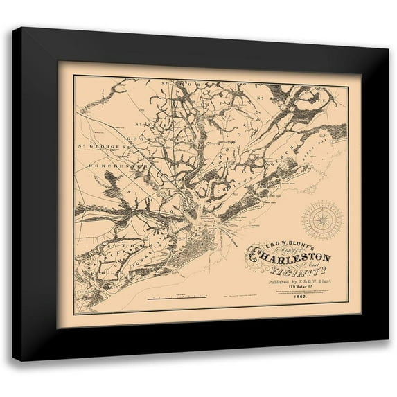 Blunt 13x12 Black Modern Framed Museum Art Print Titled - Charleston South Carolina - Blunt 1862