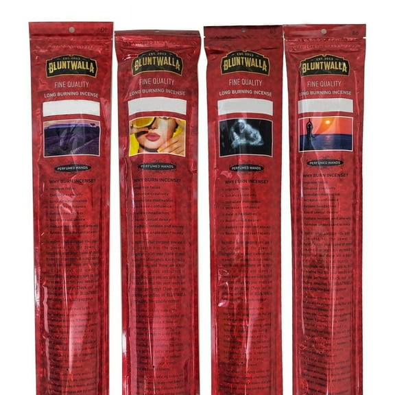 Bluntwalla 19" Fine Quality Long Burning Incense - 4 Assorted Scents - 30 Sticks Each